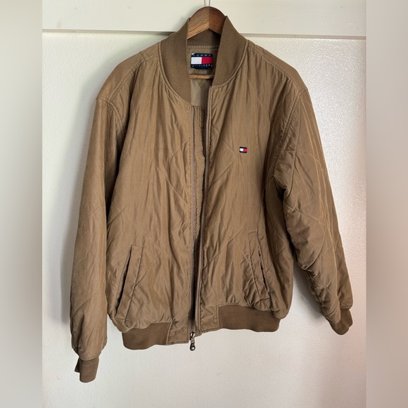 Tommy Hilfiger L Men’s Quilted Brown Camel Bomber Full Zip Jacket - Picture 6 of 15